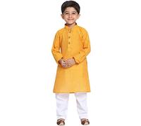 JBN Creation Kurta Children's Pure Cotton Pajamas, Ethnic Elegance for Festivals, Comfortable Traditional Pajamas Made of Pure Cotton for Kids, Mustard and White, 6 moiss-12 moiss