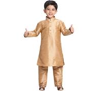 JBN Creation Kurta Children's Pyjamas Pure Cotton Ethnic Style Festival Traditional and Comfortable Pyjamas in Pure Cotton for Children, pink gold, 7-8 anni