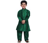 JBN Creation Kurta Pure Cotton Pajama Set for Children, Ethnic Elegance for Festivals, Traditional Comfy Pure Cotton Pajamas for Kids, Bottle Green, 5-6 ans