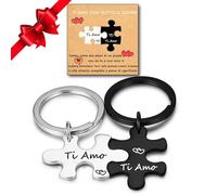 Jbniuay Gift for Women/Men - Couple Gift, Couple Puzzle Keyring - Engraved "I Love You", Gift for Him/Her, Valentine's Day Christmas Thanksgiving Gift, Stainless Steel / Black, 2