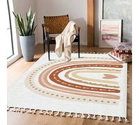 JBNJANKDAV Boho Rug Scandinavian Nursery Rainbow Print for Playroom with Neutral Area Carpet Patio Hallway Runner Mat Pad Minimalist Home Decor Living Room Bedroom Indoor Outdoor, Multi3, 90x150cm