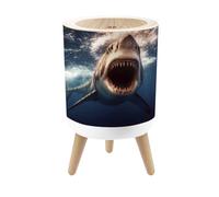 JBNJANKDAV Small Trash Can with Lid Extreme Close up Great White Shark Attack Blood 1.8 Gallon Dog Proof Trash Can Round Garbage Can Waste Bin Wastebasket for Bathroom Bedroom Living Room