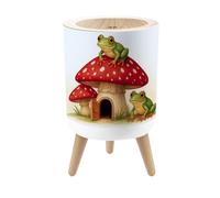 JBNJANKDAV Small Trash Can with Lid Mushroom House Frogs 1.8 Gallon Dog Proof Trash Can Round Garbage Can Waste Bin Wastebasket for Bathroom Bedroom Living Room