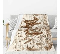 Jbofyee American Wild Western Desert Cowboy Throw Blankets All Season Ultra Soft Warm Fleece Blanket for Home Bed Sofa Couch Chair Outdoor Travel Camping 60x50 Inch