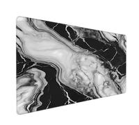 Jbofyee Black and White Marble Large Mouse Pad & Desk Mat Extended Mousepad with Stitched Edges Non-Slip Rubber Base Laptop Computer Keyboard Pad for Gaming, Office & Home Decor, XXXL - 35.4" X 15.7"