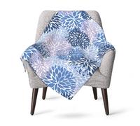 Jbofyee Blue Grey and Navy Chrysanthemum Flowers Throw Blankets All Season Ultra Soft Warm Daisy Floral Fleece Blanket for Home Bed Sofa Couch Chair Outdoor Travel Camping 40x30 Inch