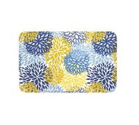 Jbofyee Blue Yellow and Navy Chrysanthemum Flowers Bath Mat Non-Slip Soft Microfiber Bathroom Rugs Washable Bathmat, Carpet Rug Entryway Daisy Floral Decor for Tub Shower Room Floor, 31.5x20 Mat