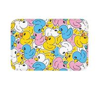 Jbofyee Colorful Rubber Ducks Bath Mat Non-Slip Soft Microfiber Bathroom Rugs Washable Bathmat, Carpet Rug Entryway Cute Ducky Decor for Tub Shower Room Floor, 24x16 Mat