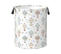 Jbofyee Cute Hot Air Balloon Stars Laundry Hamper Bag With Waterproof Liner - Round Laundry Basket Foldable Clothes Storage Organizer For Bathroom Bedroom Nursery Dorm, M-19.6"X 15.7"