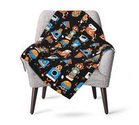 Jbofyee Cute Robot Throw Blankets All Season Ultra Soft Warm Robots Themed Gift for Kids Boys Teens Fleece Blanket for Home Bed Sofa Couch Chair Outdoor Travel Camping 40x30 Inch
