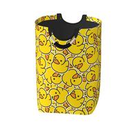 Jbofyee Cute Rubber Ducks Large Laundry Hamper Bag With Waterproof Liner - Cartoon Ducky Laundry Basket Foldable Clothes Storage Organizer For Bathroom Bedroom Nursery Dorm
