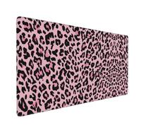 Jbofyee Leopard Large Mouse Pad & Desk Mat Pink Black Cheetah Print Extended Mousepad Non-Slip Rubber Base Laptop Computer Keyboard Pad for Gaming, Office & Home Decor, XXXL - 35.4" X 15.7"