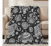 Jbofyee Mandalas Elephants Ethnic Style Throw Blankets All Season Ultra Soft Warm Fleece Blanket for Home Bed Sofa Couch Chair Outdoor Travel Camping 50x40 Inch