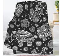 Jbofyee Mandalas Elephants Ethnic Style Throw Blankets All Season Ultra Soft Warm Fleece Blanket for Home Bed Sofa Couch Chair Outdoor Travel Camping 50x40 Inch