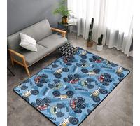 Jbofyee Monster Truck Cars Area Rug Non-Slip Soft Microfiber Washable Inside Floor Mats Throw Rugs Carpet for Living Room Bedroom Office Dorm Home Decor, 60x39 Mat