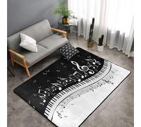Jbofyee Music Theme Area Rug Non-Slip Soft Microfiber Washable Inside Floor Mats Piano Keys Musical Notes Throw Rugs Carpet for Living Room Bedroom Office Dorm Home Decor, 60x39 Mat