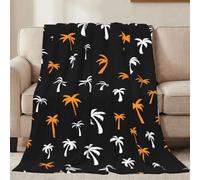 Jbofyee Palm Trees Black Throw Blankets All Season Ultra Soft Warm Summer Tropical Theme Fleece Blanket for Home Bed Sofa Couch Chair Outdoor Travel Camping 80x60 Inch