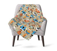 Jbofyee Robot Beige Background Throw Blankets All Season Ultra Soft Warm Robots Gift for Boys Giftable Fleece Blanket for Home Bed Sofa Couch Chair Outdoor Travel Camping 40x30 Inch