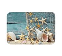 Jbofyee Sea Shells Bath Mat Non-Slip Soft Microfiber Bathroom Rugs Washable Bathmat, Carpet Rug Entryway Seashells Starfish Beach Decor for Tub Shower Room Floor, 24x16 Mat