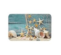 Jbofyee Sea Shells Bath Mat Non-Slip Soft Microfiber Bathroom Rugs Washable Bathmat, Carpet Rug Entryway Seashells Starfish Beach Decor for Tub Shower Room Floor, 31.5x20 Mat