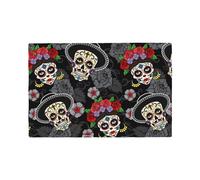 Jbofyee Sugar Skulls Day of The Dead Placemats Set of 4 Table Mats Mexican Style Tableware Place Mats for Home Kitchen Party Dining Decor, Non-Slip Heat-Resistant Washable
