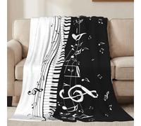 Jbofyee Throw Blanket with Musical Notes, for All Seasons, Ultra Soft, Warm, Gifts for Music Lovers, Fleece Blanket for Home, Bed, Sofa, Couch, Chair, Outdoor, Travel, Camping, 127 x 101 cm