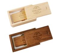 JBOS Custom Wood USB Flash Drive 128GB - 5 Pack with Wood Present Box - Personalized Bulk Thumb Drives Memory Stick USB 3.0 for Presents, Events, Business Use-Maple/Walnut