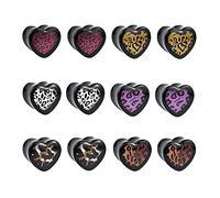 Jboyanpei 12Pcs/6pair Sexy Leopard Print Acrylic Ear Gauges Tunnels and Plug Ear Expander Studs Stretching Size 14mm