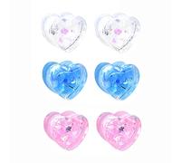 Jboyanpei 6Pcs/3pair Shineing Paillette Heart-shaped Ear Gauges Tunnels and Plug Acrylic Ear Expander Studs Stretching Size 12mm