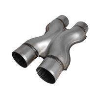 JBPIHZT 2.25''/2.5"In/Out Exhaust System XPipe Universal Dual Aluminized Muffler Tip Adapter Connecter Four Way Exhust Pipe(2.25inch Dual)