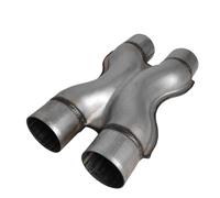 JBPIHZT 2.25''/2.5"In/Out Exhaust System XPipe Universal Dual Aluminized Muffler Tip Adapter Connecter Four Way Exhust Pipe(2.5inch Dual)