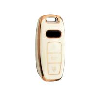 JBPIHZT For A3 A4 B9 A6 A7 4K A8 For E-tron Q5 Q8 C8 D5 SQ8 Key Protection Accessories Soft TPU Car Case Cover Shell Fob(Gold White)