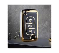 JBPIHZT For Citroen C2 C3 C4 C5 C6 C8 TPU Car Key Case Protector Keychain Accessories(BLACK,3 Button)