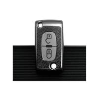 JBPIHZT For Citroen C2 C3 C4 C5 C6 C8 TPU Leather 2 3 Buttons Car Key Case Protect Cover(Silver,2 button)