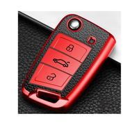 JBPIHZT For VW MK7 GTI 7 For Golf R For Skoda For Octavia A7 TPU Leather Auto Car Key Case Folding Shell Fob Cover(RED)