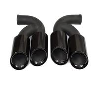 JBPIHZT Quad Car Exhaust Tip For Cayenne 958 2011 2012 2013 2014 304 Stainless Steel Muffler Tip Nozzle Tailpipe Exhaust System Tuning Tip(Black Short)