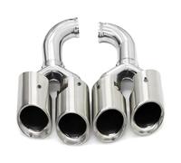 JBPIHZT Quad Car Exhaust Tip For Cayenne 958 2011 2012 2013 2014 304 Stainless Steel Muffler Tip Nozzle Tailpipe Exhaust System Tuning Tip(Silver A Long)