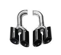 JBPIHZT Quad Car Exhaust Tip For Cayenne 958 2011 2012 2013 2014 304 Stainless Steel Muffler Tip Nozzle Tailpipe Exhaust System Tuning Tip(Black Long)