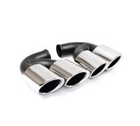 JBPIHZT Quad Car Exhaust Tip For Cayenne 958 2011 2012 2013 2014 304 Stainless Steel Muffler Tip Nozzle Tailpipe Exhaust System Tuning Tip(Silver B Short)
