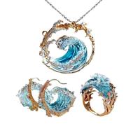 JBPPIOOUA Ocean's Oath Jewelry Set, S925 Silver Summer Wave Jewelry Packs Gift, Gift For Girls Mom Wife