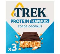 TREK High Protein Flapjack Cocoa Coconut - Gluten Free - Plant Based - Vegan Snack - 50g x 3 bars