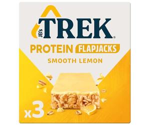 JB's Trek High Protein Flapjack Smooth Lemon - Gluten Free - Plant Based - Vegan Snack - 50g x 3