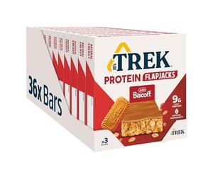 JB's TREK Protein Flapjack Biscoff 36x50g Plant-Based Protein, Vegan