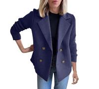 Jbsabotad Blazer Women UK Work Jacket Warm Women Oversized Long Sleeve Open Jackets Casual Notched Lapel Open Front Cardigan Double Breasted Outwear Coats Work Office Suits & Blazers Suit Blue