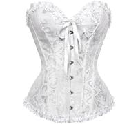 Jbsabotad Ladie'S Lace Up Boned Overbust Corset Top For Women Vintage Bridal Lingerie Bodyshaper Halloween Gothic Underbust Sexy Bodysuit Costumes Plus Size Bustier Lingerie Bodyshaper