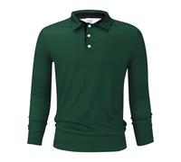 Jbsabotad Men's Polos Long Sleeve Mens Tops Casual Smart Regular Fit Button Up Work Shirt Lightweight Non Iron Breathable Spring Tops Trendy Stylish Outdoor Formal Classic T-Shirts Green