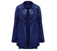 Jbsabotad Sequin Jackets for Women UK Ladies Lightweight Jackets Plus Size Elegant Sparkle Blazer Casual Fashion Festival Long Sleeve Outfit Cardigans Jacket Slim Fit Glitter Open Front Blue
