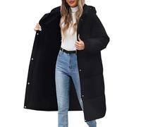 Jbsabotad Winter Jackets For Women Uk Mid-Lenght Puffer Jackets Women With Hood Solid Color Long Sleeve Quilted Down Jacket Comfortable Warm Parka Coat Waterproof Loose Fit Cotton Coat With Pockets
