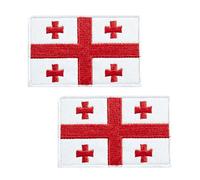 JBSJBS Georgia Flag Embroidered Patches Georgian Flags Patch Georgia Military Tactical Patch Team Logo Decorations(2Pack)
