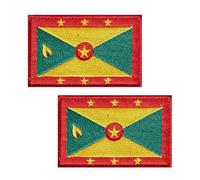 JBSJBS Grenada Flag Embroidered Patches Grenada Flags Patch Grenada Military Tactical Patch Team Logo Decorations(2Pack)